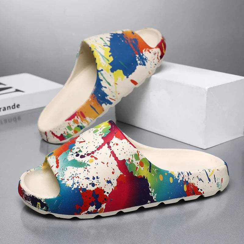 The Belfaire Paint Splash Slides Lightweight Cloud-Soft EVA Foam