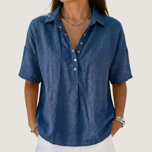 Blouse with Collar and Button