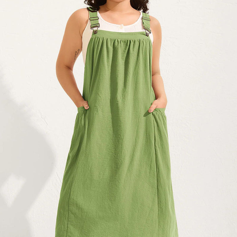Loose Midi Overall Dress – Relaxed Fit, Breathable & Side Pockets – Everyday Casual 10