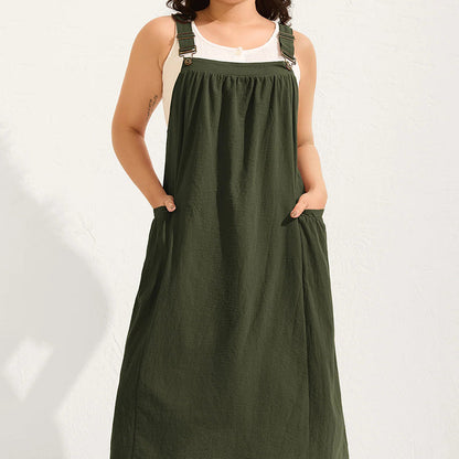 Loose Midi Overall Dress – Relaxed Fit, Breathable & Side Pockets – Everyday Casual 11