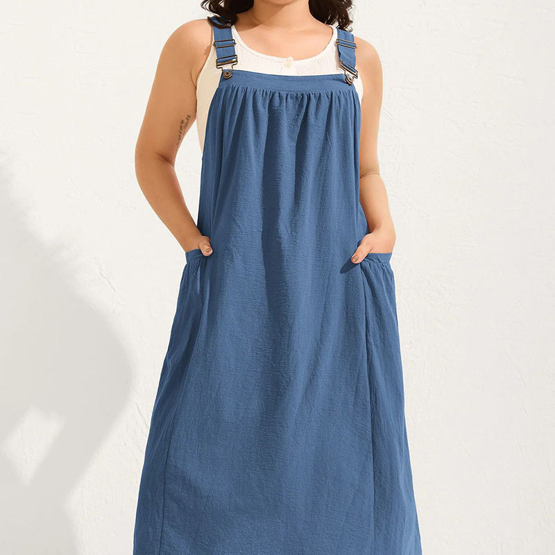 Loose Midi Overall Dress – Relaxed Fit, Breathable & Side Pockets – Everyday Casual 12