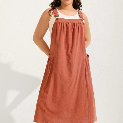 Loose Midi Overall Dress – Relaxed Fit, Breathable & Side Pockets – Everyday Casual 13