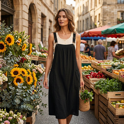 Loose Midi Overall Dress – Relaxed Fit, Breathable & Side Pockets – Everyday Casual 7