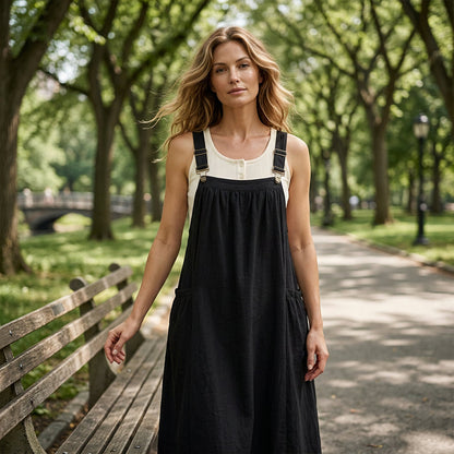 Loose Midi Overall Dress – Relaxed Fit, Breathable & Side Pockets – Everyday Casual 8