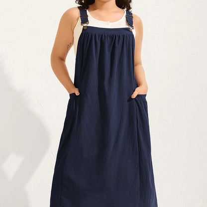 Loose Midi Overall Dress – Relaxed Fit, Breathable & Side Pockets – Everyday Casual 9