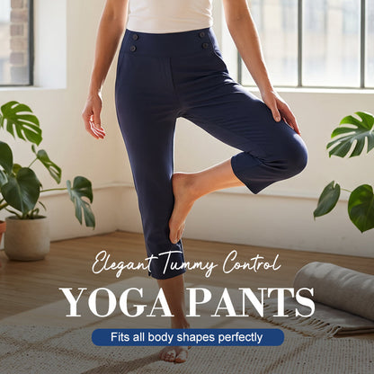 Women's Yoga Pants Black High Waisted Tummy Control Polyester 1