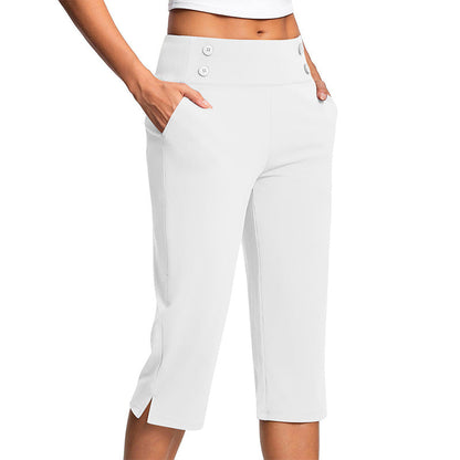 Women's Yoga Pants Black High Waisted Tummy Control Polyester 10