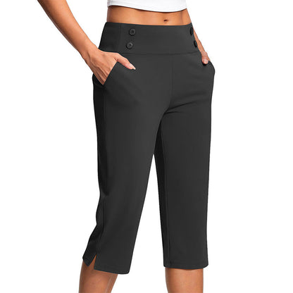 Women's Yoga Pants Black High Waisted Tummy Control Polyester 11