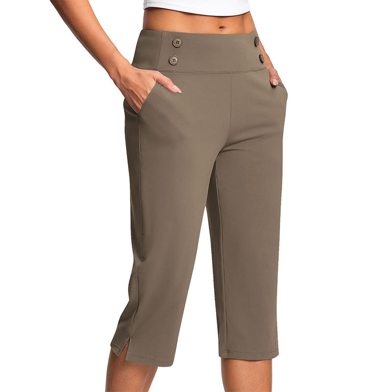Women's Yoga Pants Black High Waisted Tummy Control Polyester 12
