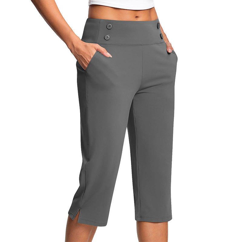 Women's Yoga Pants Black High Waisted Tummy Control Polyester 13