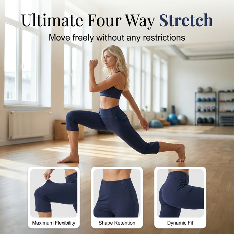 Women's Yoga Pants Black High Waisted Tummy Control Polyester 2