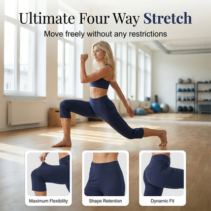 Women's Yoga Pants Black High Waisted Tummy Control Polyester 2
