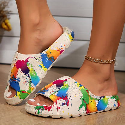 The Belfaire Paint Splash Slides Lightweight Cloud-Soft EVA Foam