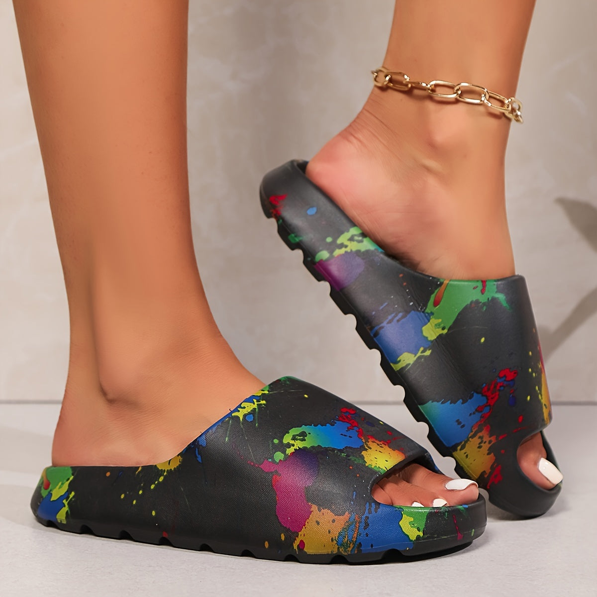The Belfaire Paint Splash Slides Lightweight Cloud-Soft EVA Foam